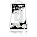 Luxmo Universal Apple iPod USB Charger Kit with USB Retractable Hotsync Cable USB Home Travel Charger and USB 12V Cigarette Lighter Charger