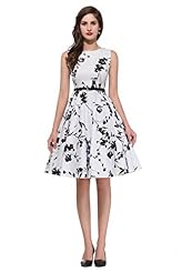 Cocktail Short Vintage Belted Floral Print Sleeveless Cotton Homecoming Dress/Party Dress/Wedding Dress 