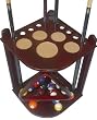 10 Cue Stick and Pool Table Ball Floor Rack Mahogany Finish
