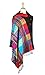Paskmlna Double Side Rainbow Silky Tropical Colorful Exotic Pashmina Wrap Shawl Scarf (#9black)