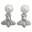 Sterling Silver White Pearl Honey Bee Stud Earrings
