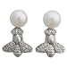 EXP Sterling Silver White Pearl Honey Bee Stud Earrings