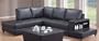 "L" Shaped Sectional Sofa with Magazine Rack Black Leather Match