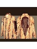 Volcano *Exotic leather & Fur coat- Style #HK36M2- Sheared beige Mink with brown Alligator Inlay- Made in America