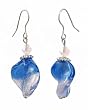 Earrings - E217 - Murano Style Glass - Twist ~ Blue and Pink
