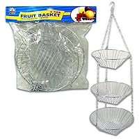 Chrome Hanging Wire 3-tier Fruit Baskets Kitchen Storage Decor