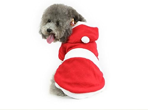 Dogs Christmas Coat Santa Claus Costumes Xmas Dog Pets Outwear Winter Fleece Coat Hooide Apparel for Poodle Chihuahua (S)