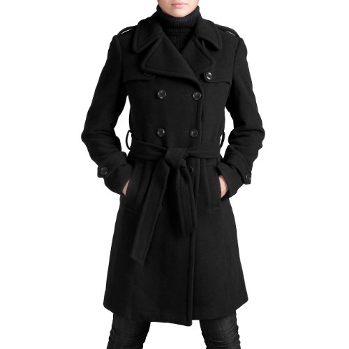 Phistic Women's Double Breasted Cashmere Blend Trench Coat - Black 10