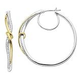 Sterling Silver and 14k Yellow Gold Diamond Hoop Earrings (0.20 cttw, I J Color, I3 Clarity) 41BO Eq0smL. SL160 Sterling Silver and 14k Yellow Gold Diamond Hoop Earrings (0.20 cttw, I J Color, I3 Clarity)
