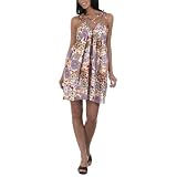 Juniors' Xhilaration  Halter Baby Doll Dress - Purple/ Orange Print