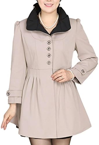 Women's Long Lapel Coat Fashion Jacket Beige3XL
