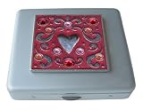 Rose Gem Heart Mirror Pill Box