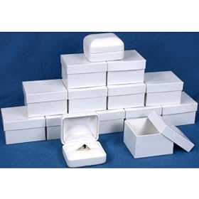 12 Double Ring Boxes White Leather Jewelry Gift Display
