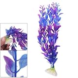 11" Height Purple Blue Plastic Plants Ornaments for Aquarium Fish Tank