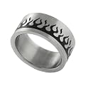 Steel Engraved Flame Ring