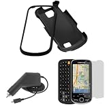 GTMax Rapid Car Charger + Black Rubberized Hard Cover Case + LCD Screen Protector for Sprint Samsung Intercept Moment 2 M910 CDMA Cellphone