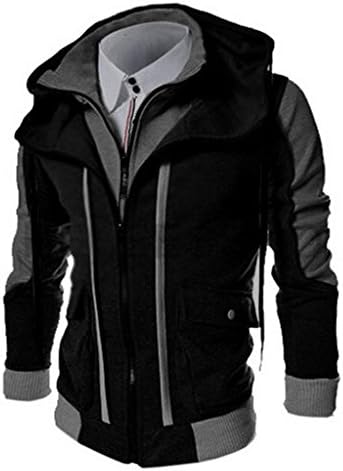 QUIZAS PASION Men's Hooded Cardigan Plus Size Thin Fake Two Coat