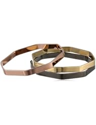 Chamak by priya kakkar Gold, Rose Gold, and Silver Set of Three Bangle Bracelets, 7.5"