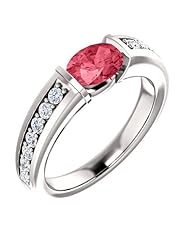 18K White Gold 7.00x5.00mm Oval Cut Pink Spinel and Diamond Ring -- LIFETIME WARRANTY