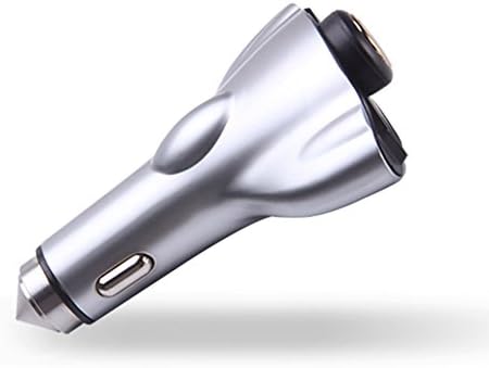 Bluetooth Earbuds,4 In 1 Car Charger,Bluetooth Headphones With Dual USB Car Charger, Safety Hammer, Auto Adapter With Mini Wireless Headset Hands-Free Stereo Earphone With Built-in Mic (Silver)