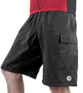 Men's ATD Cargo Short Baggy Padded Mountain Bike Cycling Shorts Black LARGE