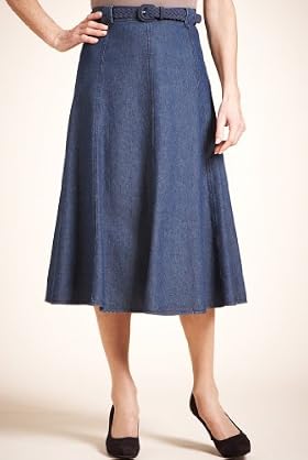 Classic Collection Pure Cotton Belted Denim Skirt