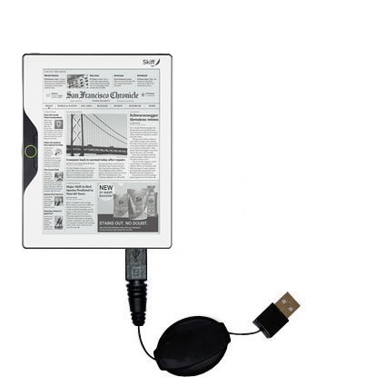 Retractable USB Cable for the Skiff Reader with Power Hot Sync and Charge capabilities - uses Gomadic TipExchange Technology