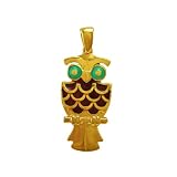 10k Yellow Gold w/ Enamel Owl Pendant
