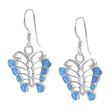 Sterling Silver and Blue Opal Butterfly Earrings