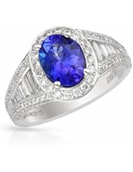 18K White Gold Tanzanite and Diamond Ring -- LIFETIME WARRANTY