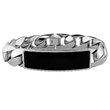 Men's Stainless Steel Bracelet with Black Onyx, 8