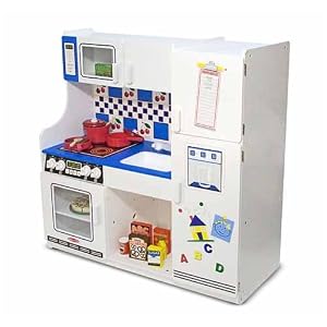 Kid Sized Wooden Kitchen Bundle w Pizza, Groceries, Pots and Pans by Melissa and Doug by 
