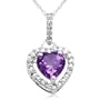 10k White Gold Heart-Shaped Amethyst with Diamonds Heart Pendant, 18"