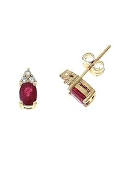 1.28CTW 14K Yellow Gold Genuine Ruby and Diamond Stud Earrings