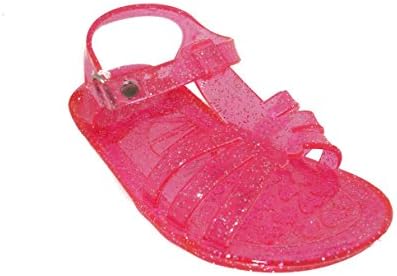 ZTT6013-Toddler Girls Glitter Jelly Sandals - Fuchsia/9-10