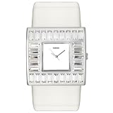 Women White Watch, GUESS Womens Crystal Accented White Patent Leather Watch