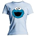 Sesame Street Cookie Head Blue Skinny Womens t-shirt Blue