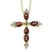 18k Gold over Silver Genuine Diamond Accent & Garnet Cross Pendant