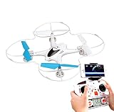 【空からの眺めを 撮影＆ iPhone で 生中継 可能】 4ch クアッドコプター カメラ 付 装備 動画 WIFI 3D ラジコン RC 【 コントローラー 付き】 【 ホワイト 】
