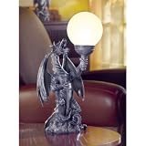 Gothic Theme Dragon With Lighted Orb Globe Table Lamp