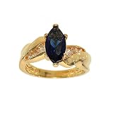 Large Marquis Solitaire Twist Goldtone Fashion Ring with Graduated Channel Set Sides in Sapphire Crystal and Cubic Zirconia