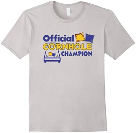 Men's Official Corn-hole Champion TShirt, Cornhole, Cornhole Board XL Silver