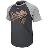 MLB Boys' Baltimore Orioles Junior League Short Sleeve Raglan Overdyed Tee (Charcoal Heather/Steel Heather, Large)