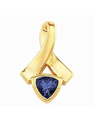 10K Yellow Gold Trillion Cut Tanzanite Pendant -- LIFETIME WARRANTY