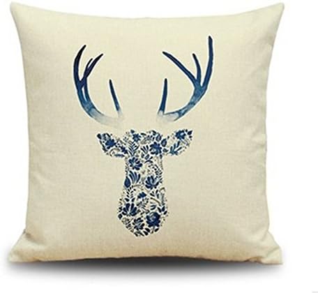 Painting in water colours Deer head Throw Pillow Case Cushion Cover Decorative Cotton Blend Linen Pillowcase for Sofa 18 "X 18 " (3)