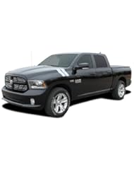 Automotive Parts and Accessories: RAM DOUBLE BAR : 2009-2014 Dodge Ram Hood Fender Hash Mark Style Vinyl Graphic Decal Stripes (Fits ALL MODELS) (Color-3M 02 Gloss Black) - MoProAuto