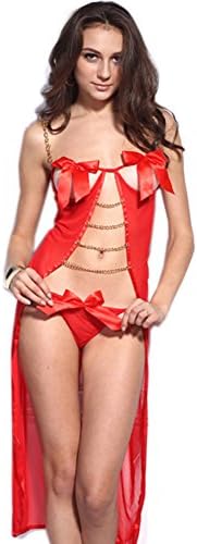SSQUEEN Women Bowknot Chain Lingerie Set with G-string