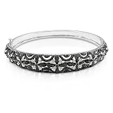 Sterling Silver 1/6 CT TDW Black Diamond Black Rhodium Plated Bangle