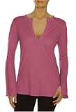 : Beyond Yoga Pima Modal Long Sleeve Henley (Rose, X-Small)