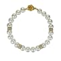 White 7-8mm AAA Cultured Pearl Strand 18K Yellow Gold Overlay Sterling Silver Diamond Cubic Zirconia Roundel Bracelet 7" LS1R2)